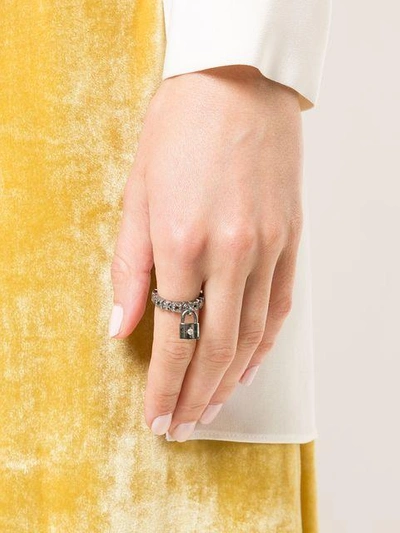 Shop Loree Rodkin 18kt Gold Padlock Ring In Grey