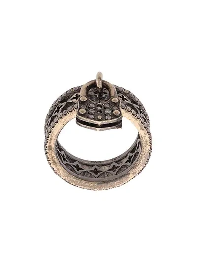 Shop Loree Rodkin 18kt Gold Padlock Charm Ring In Grey