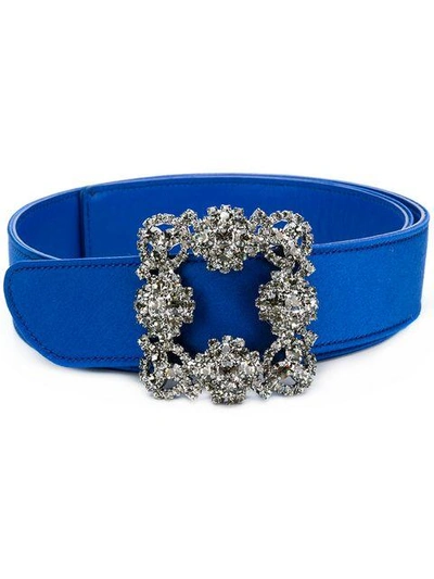 Shop Manolo Blahnik Embellished Buckle Belt - Blue