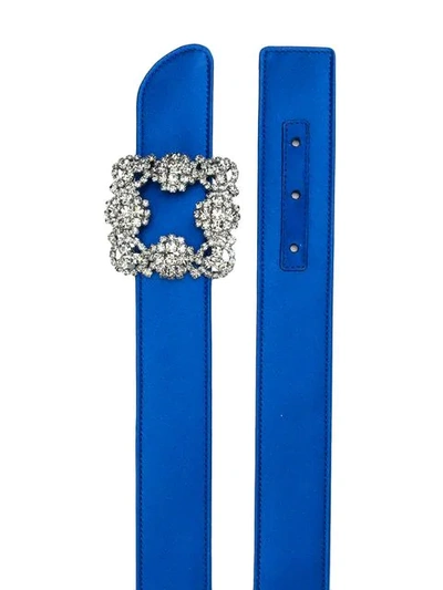 Shop Manolo Blahnik Embellished Buckle Belt - Blue