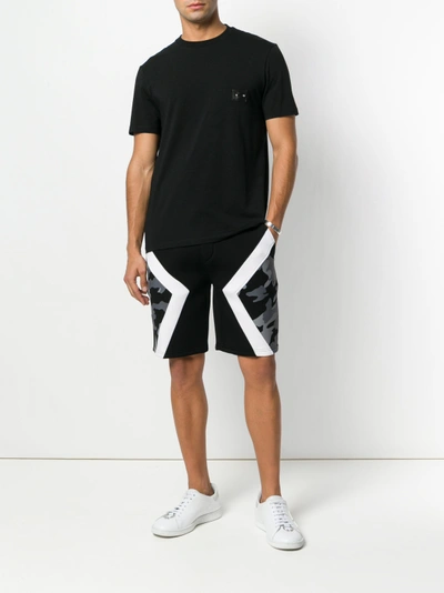 Shop Neil Barrett Camouflage Panel Shorts