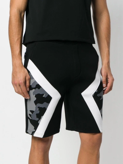 Shop Neil Barrett Camouflage Panel Shorts