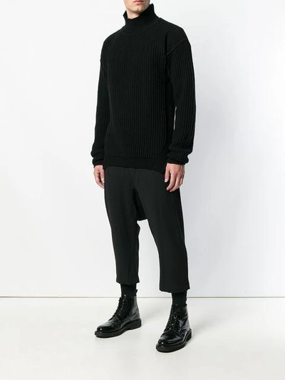 Shop Rick Owens Roll Neck Knitted Jumper In Black