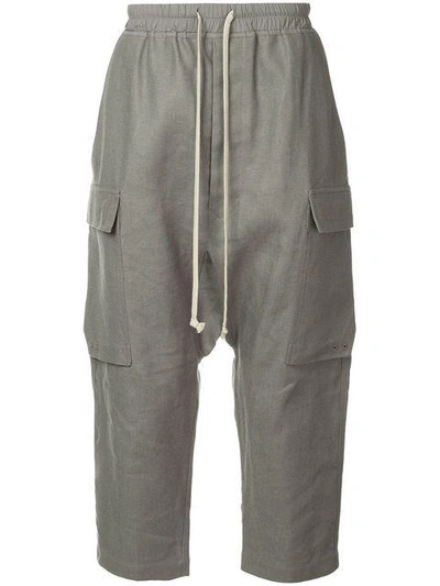 Shop Rick Owens Cropped Cargo Trousers In Grey