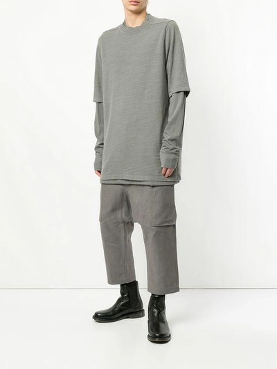 Shop Rick Owens Cropped Cargo Trousers In Grey
