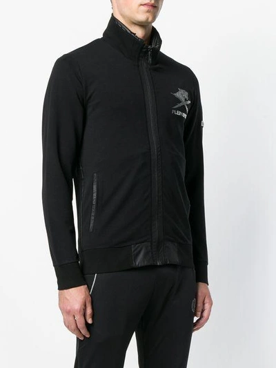 Shop Plein Sport Equipment Front Zip Sweatshirt - Black