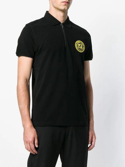 Shop Fendi Chest Logo Polo Shirt - Black
