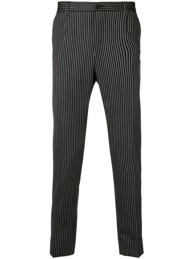 Shop Dolce & Gabbana Striped Chinos In Black