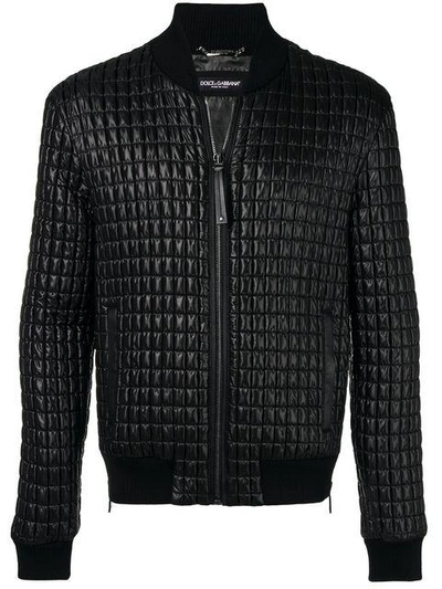 Shop Dolce & Gabbana Quilted Zipped Jacket In Black