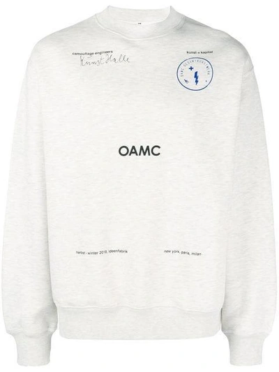 Shop Oamc Slogan Crewneck Sweatshirt In Grey