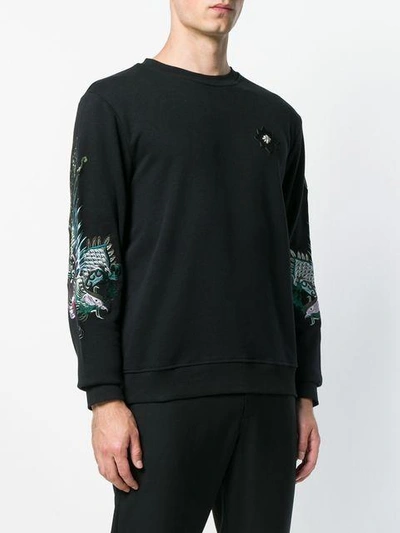 Shop John Richmond Embroidered Dragon Sweatshirt - Black