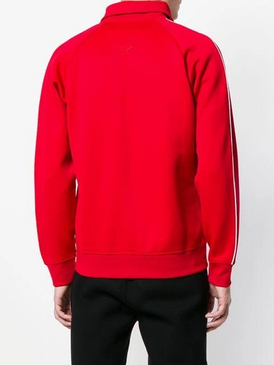 Shop Kenzo Logo Embroidered Zip Sweatshirt In Red