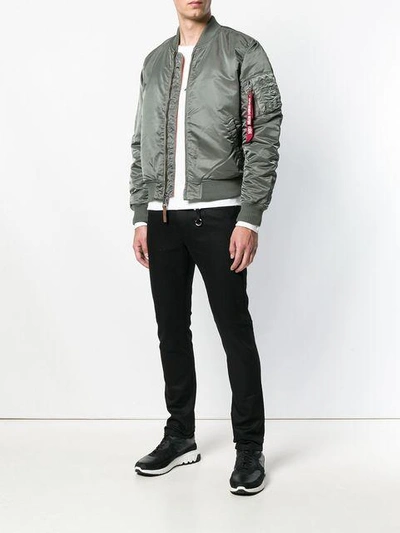 Shop Alpha Industries Zipped Up Bomber Jacket In Green