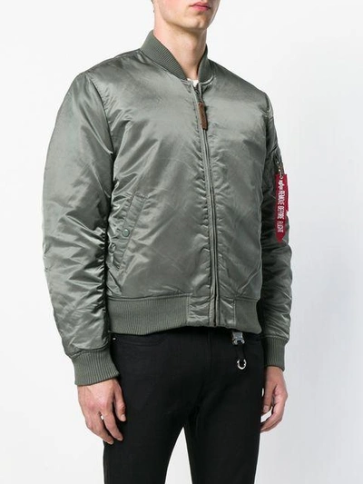 Shop Alpha Industries Zipped Up Bomber Jacket In Green