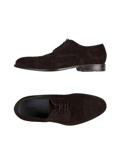 Shop Hugo Boss Lace-up Shoes In Dark Brown