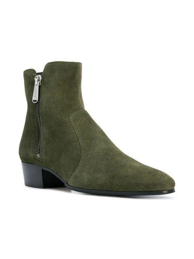 Shop Balmain Anthos Suede Ankle Boots In Green