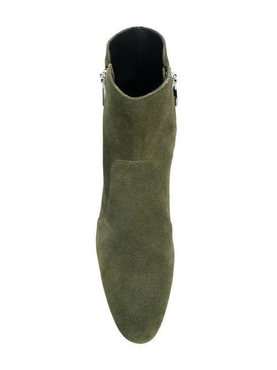 Shop Balmain Anthos Suede Ankle Boots In Green