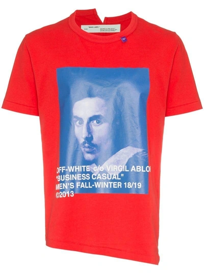 Off-white Off White Bernini S/s Spliced Tee In Red