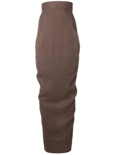 Shop Rick Owens Ruched Fitted Skirt