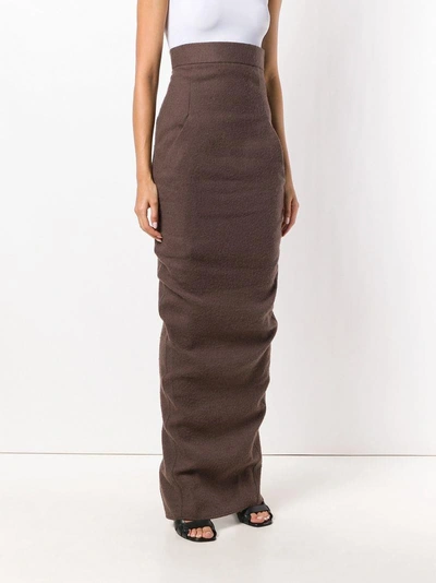Shop Rick Owens Ruched Fitted Skirt