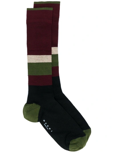 Shop Marni Panelled Socks - Red