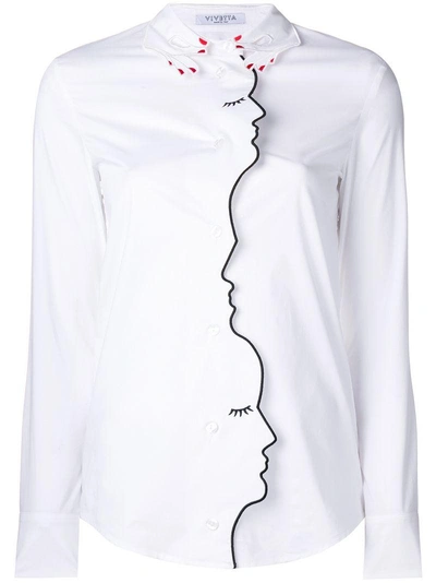 Shop Vivetta Embroidered Face Trim Shirt - White