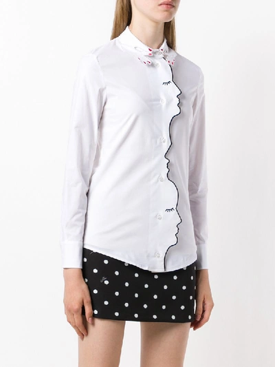 Shop Vivetta Embroidered Face Trim Shirt - White