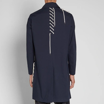Shop Craig Green Laced Bonded Long Coat In Blue