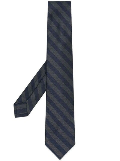 Shop Barba Striped Tie - Blue