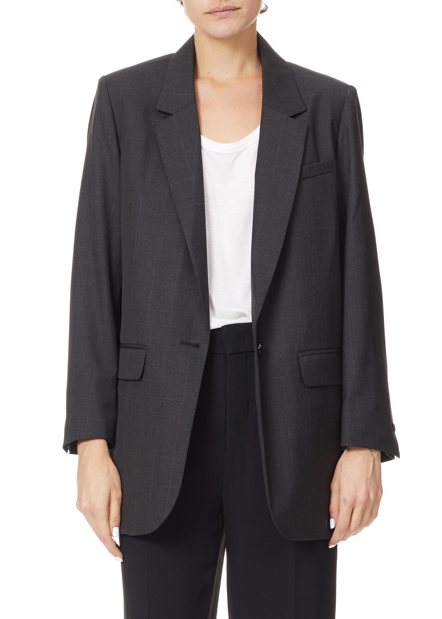 Etoile Isabel Marant Nerix Plaid Wool Blazer In Grey | ModeSens