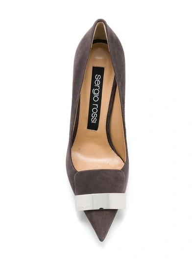 Shop Sergio Rossi Pointed Plaque Pumps In Grey