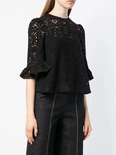 Shop See By Chloé Crochet Effect Blouse - Black