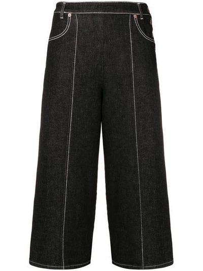 Shop See By Chloé Wide Leg Cropped Jeans In Black