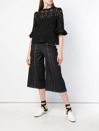 Shop See By Chloé Wide Leg Cropped Jeans In Black