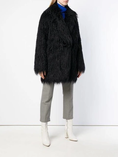 Shop Mm6 Maison Margiela Faux Fur Shaggy Coat In Black