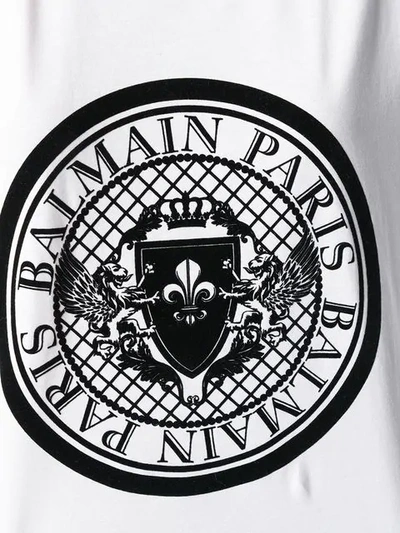 Shop Balmain Logo Printed Tank Top In White