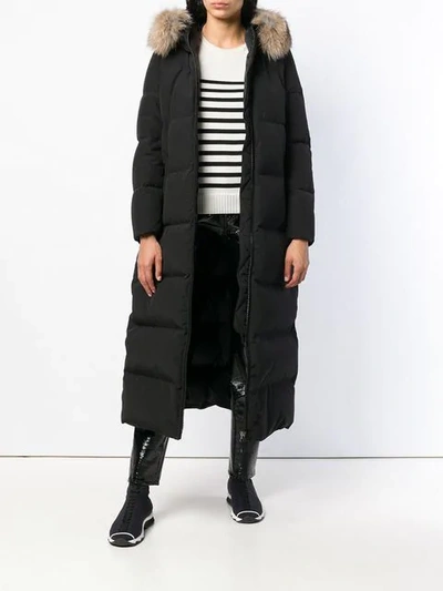 Shop Moncler Hooded Padded Coat - Black