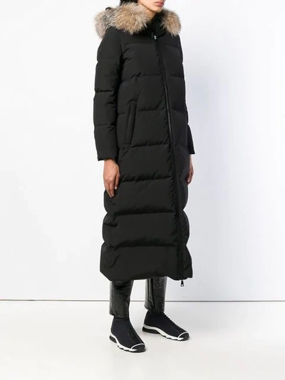 Moncler Bernache Long Puffer Coat W Hood Fur Trim In Black ModeSens
