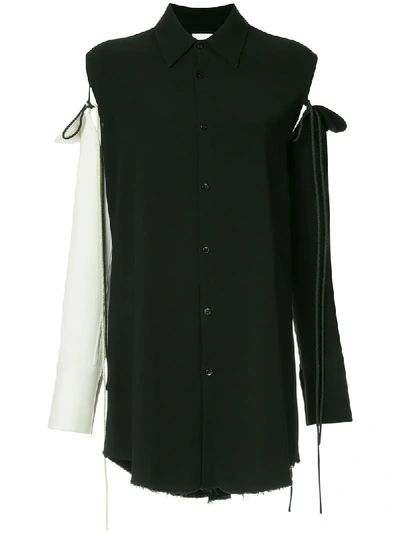 Shop Song For The Mute Asymmetric Long-sleeved Blouse - Black