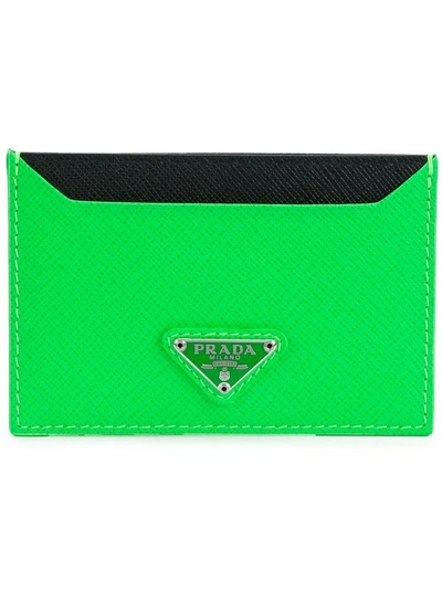 Shop Prada Logo Plaque Cardholder In Green