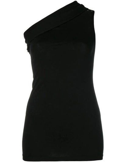 Shop Rick Owens Sleeveless Asymmetric Top In Black