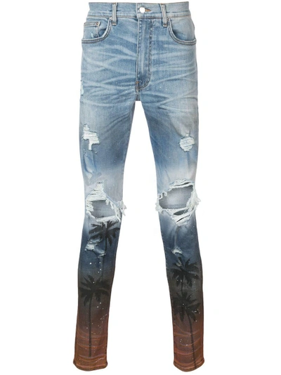 Shop Amiri Palm Thrasher Distressed Skinny Jeans