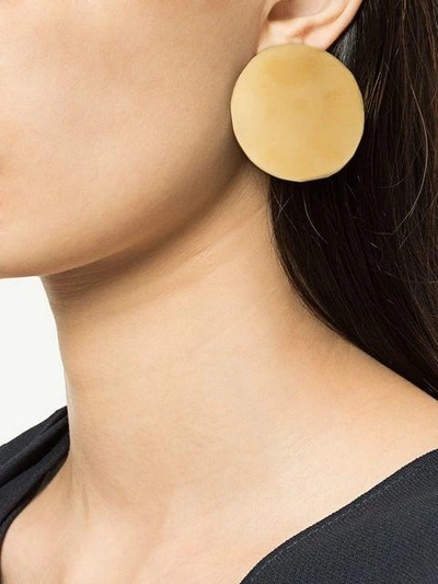 Shop Annie Costello Brown Round Earrings In Metallic