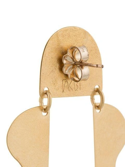 Shop Annie Costello Brown Large Wavy Earrings In Metallic