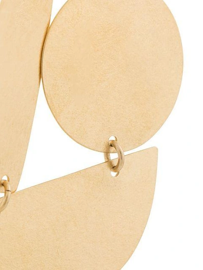Shop Annie Costello Brown Geometric Oversized Earrings In Metallic