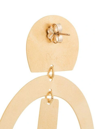 Shop Annie Costello Brown Oversized Geometric Earrings In Metallic