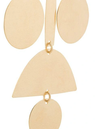 Shop Annie Costello Brown Oversized Geometric Earrings In Metallic