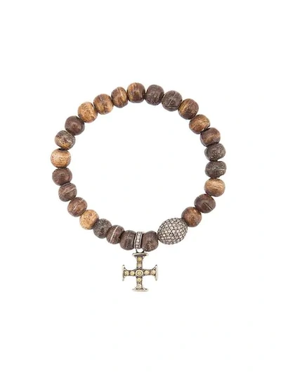 bone bead cross bracelet