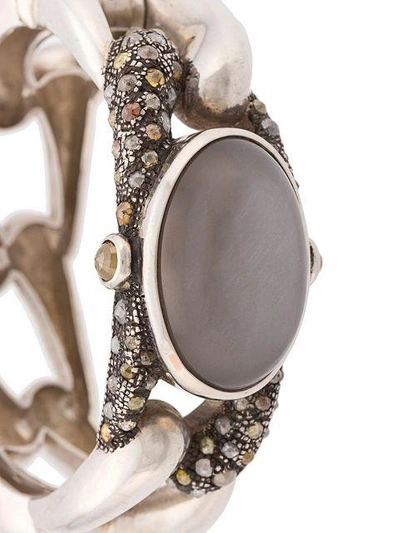 Shop Loree Rodkin Moonstone Hinged Bracelet In Metallic