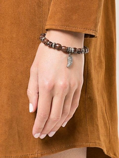 Shop Loree Rodkin Tooth Charm Beaded Bracelet In Brown